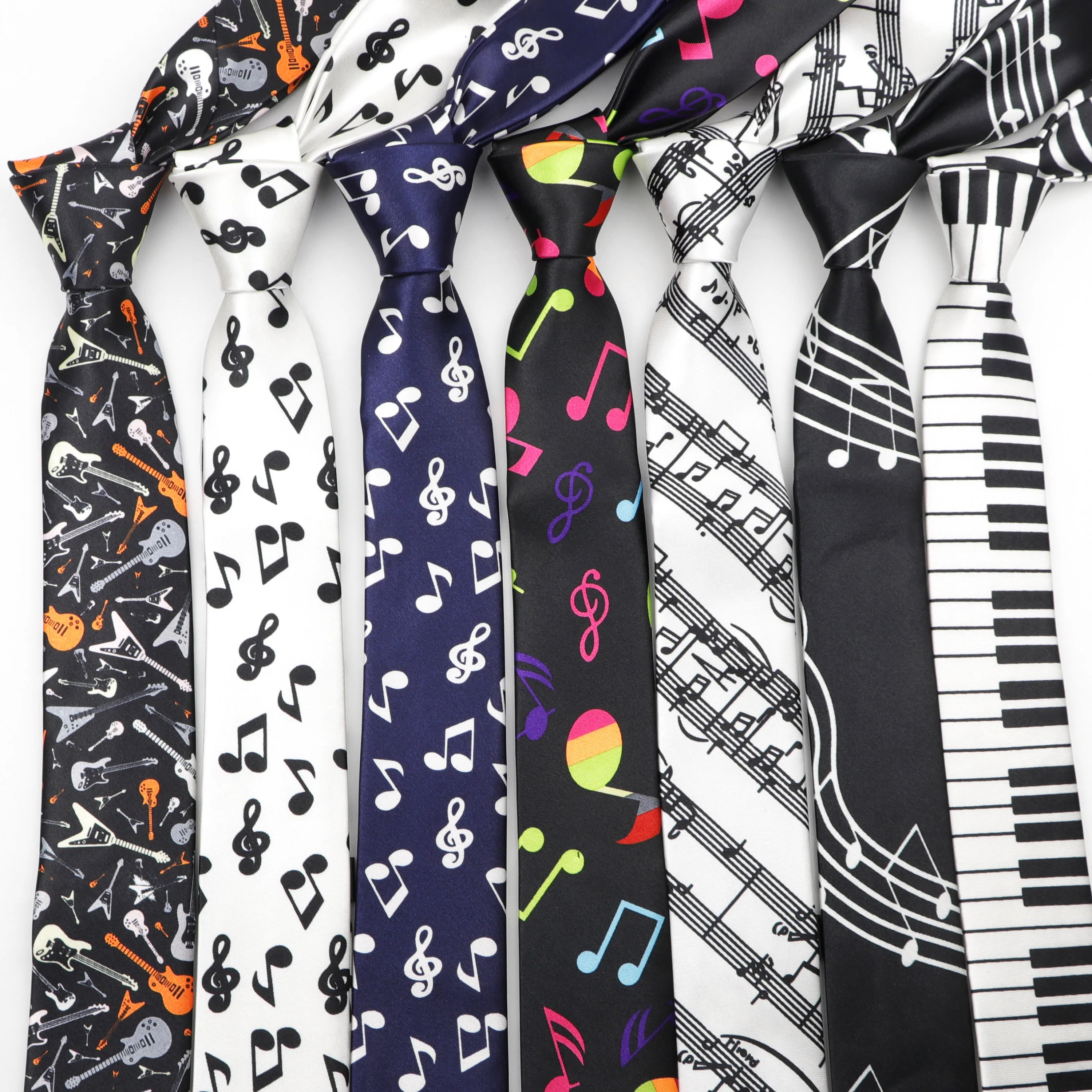 Music Lover's Tie - Piano & Guitar Printed Necktie, Ideal Gift