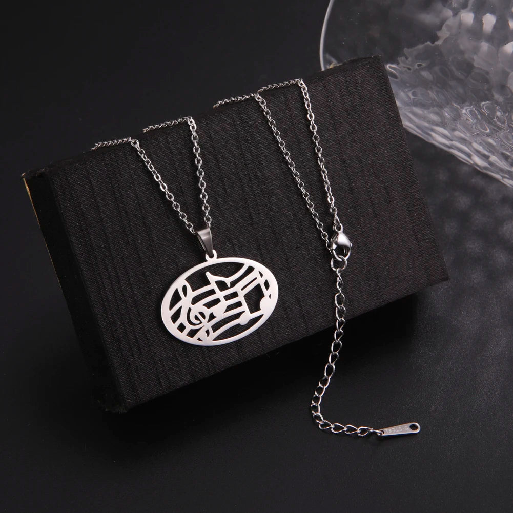 Skyrim Music Necklace Score Note Treble Chain Musical Symbol G Clef Gift For Woman Man Stainless Steel Jewelry Wholesale New