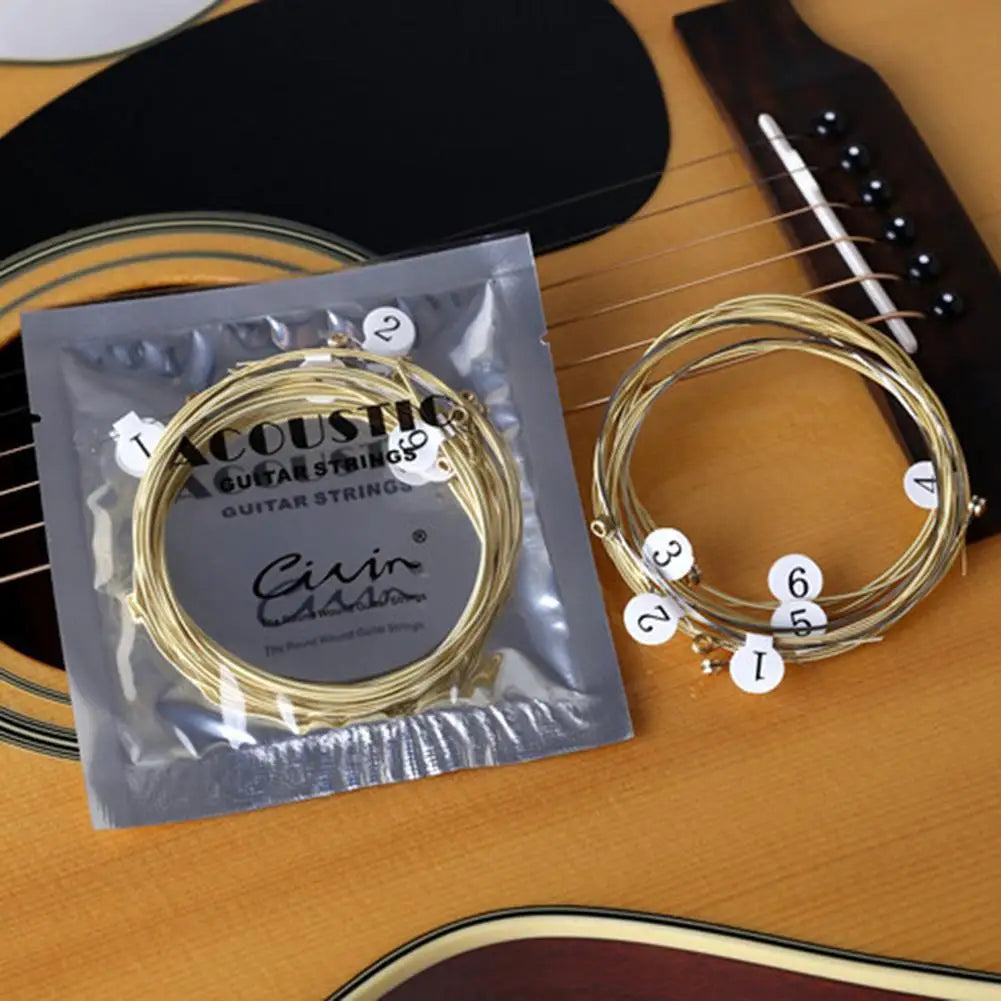 6pcs/set Universal Acoustic Guitar String Brass Hexagonal Steel Core