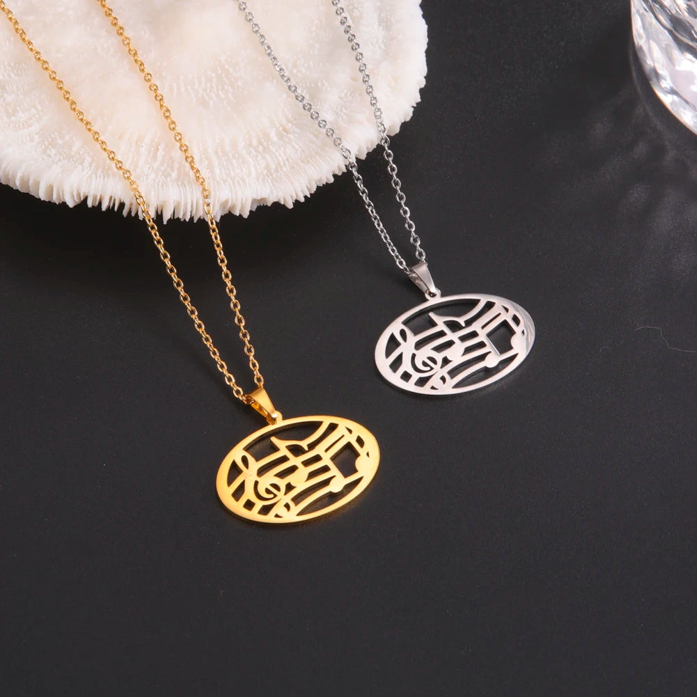 Skyrim Music Necklace Score Note Treble Chain Musical Symbol G Clef Gift For Woman Man Stainless Steel Jewelry Wholesale New