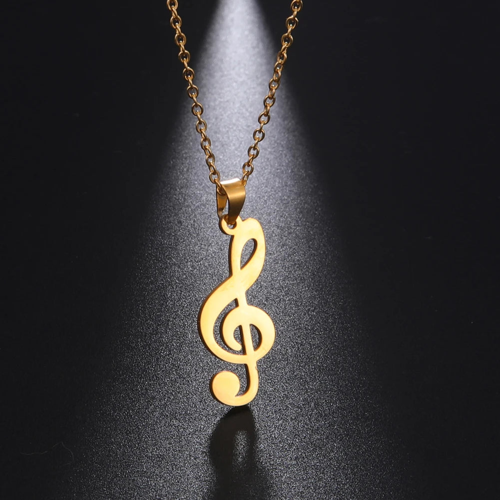 Skyrim Music Necklace Score Note Treble Chain Musical Symbol G Clef Gift For Woman Man Stainless Steel Jewelry Wholesale New