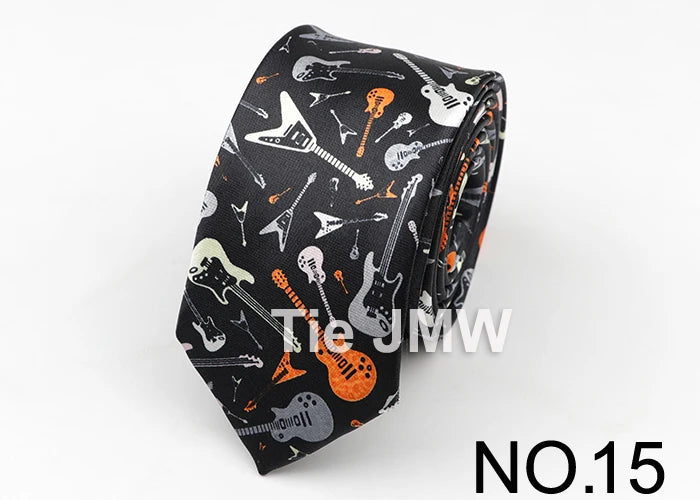 Music Lover's Tie - Piano & Guitar Printed Necktie, Ideal Gift