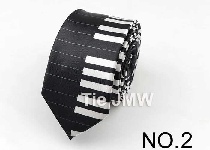 Music Lover's Tie - Piano & Guitar Printed Necktie, Ideal Gift