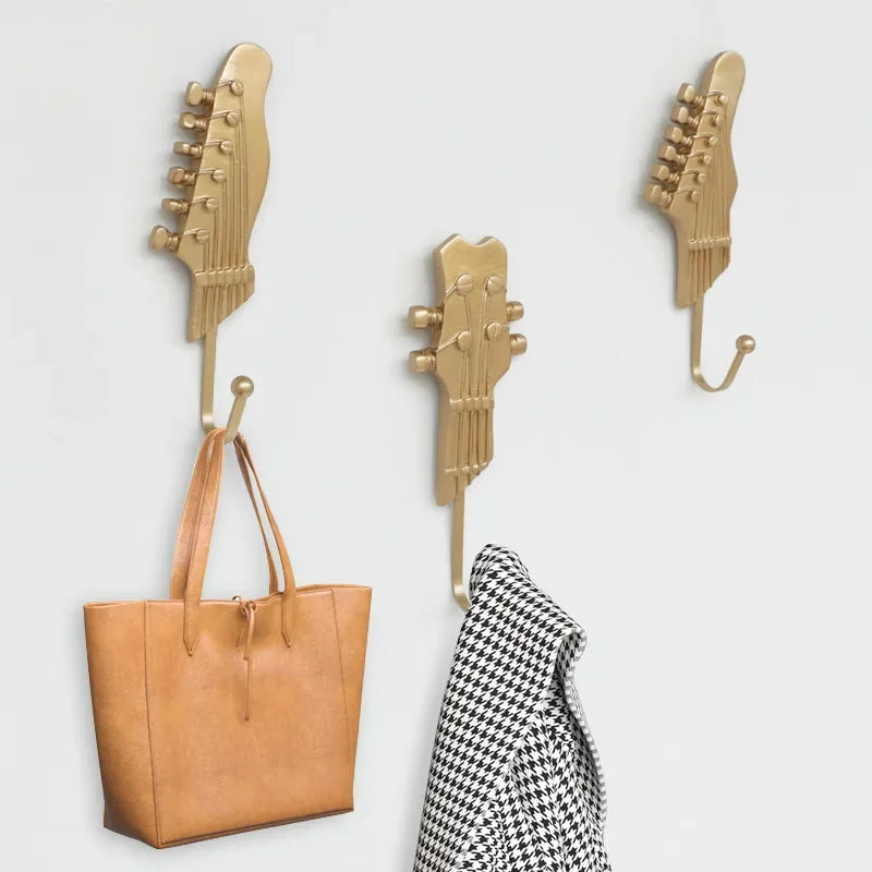 Vintage Music Hooks – 3-Piece Guitar Head Wall Hanger Set for Hats, Clothes & Home Décor