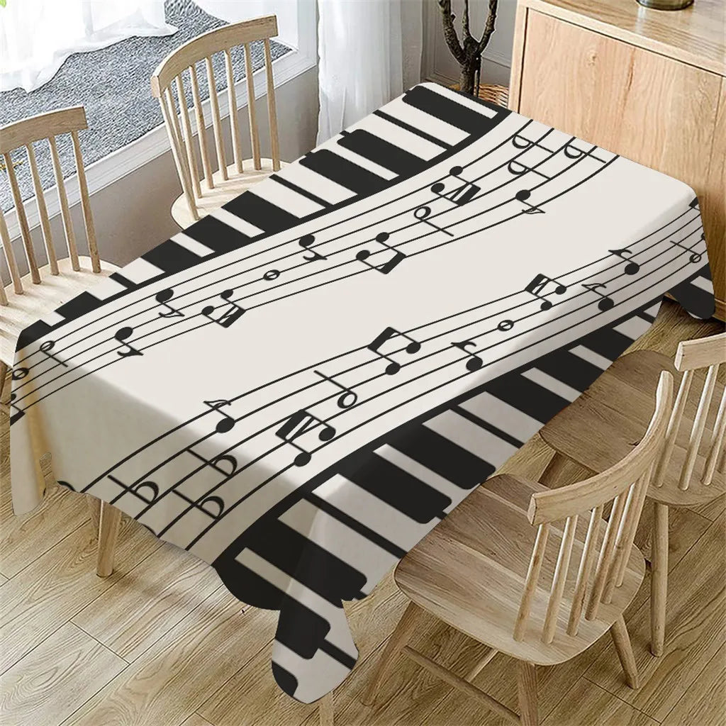 Piano Music Rectangular Tablecloth Dining Home Decoration Linen Anti-Stain Tablecloth