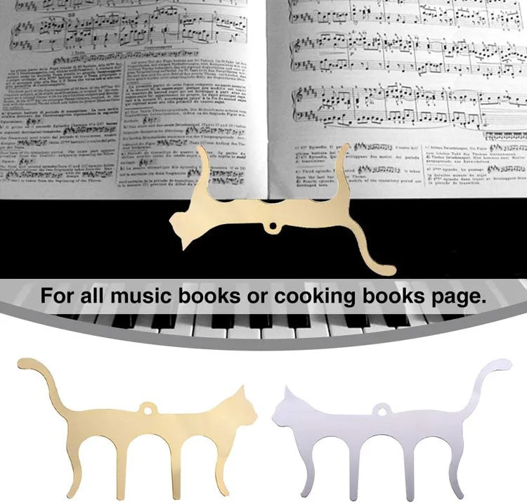 Metal Music Book Clips Sheet Music Holder Chips for Sheet Stands Cute Cat Shaped Metal Music Bookmark for Piano Book Keyboard