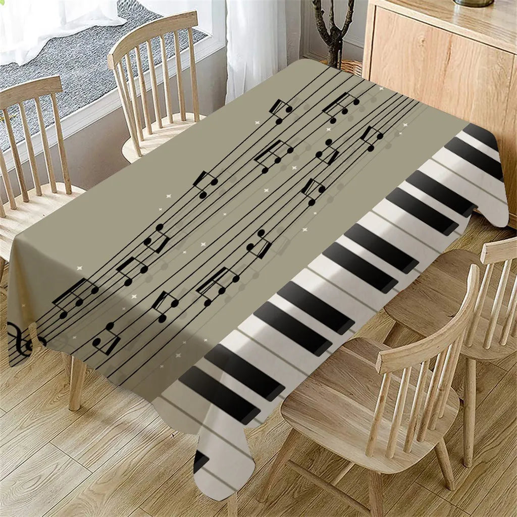 Piano Music Rectangular Tablecloth Dining Home Decoration Linen Anti-Stain Tablecloth