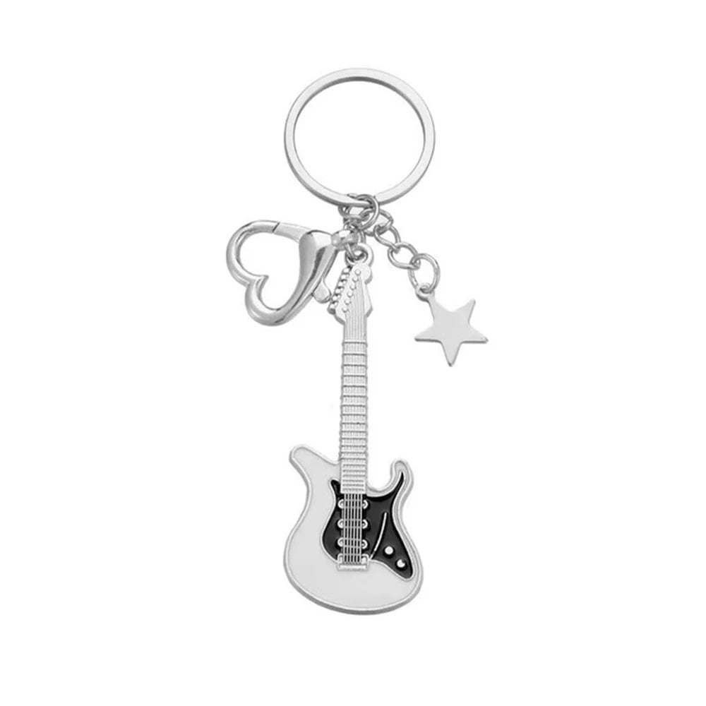 Creative Mini Musical Instruments Guitar Keychain Multi-Color Rhinestone Car Handbag Phone Case Pendent Gift