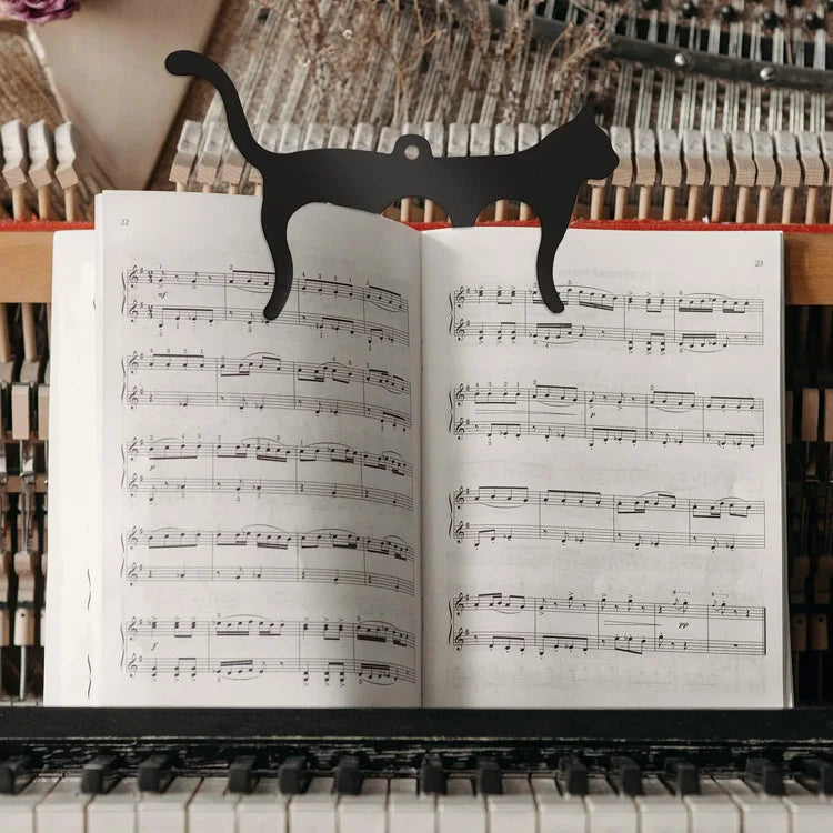 Metal Music Book Clips Sheet Music Holder Chips for Sheet Stands Cute Cat Shaped Metal Music Bookmark for Piano Book Keyboard