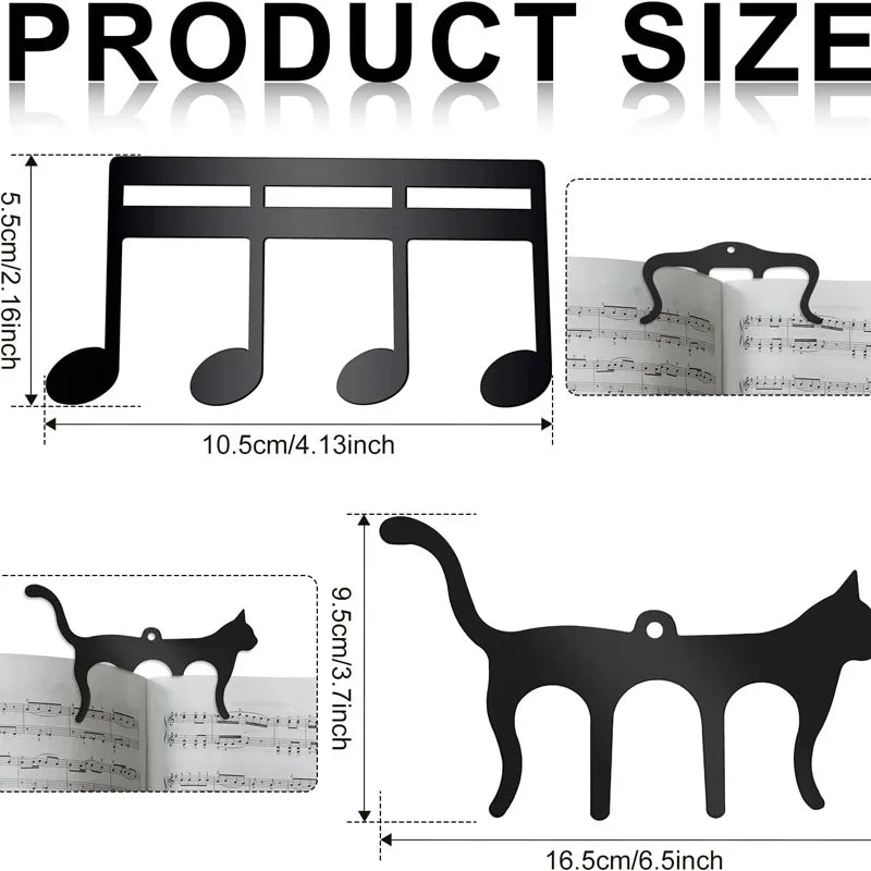 Metal Music Book Clips Sheet Music Holder Chips for Sheet Stands Cute Cat Shaped Metal Music Bookmark for Piano Book Keyboard