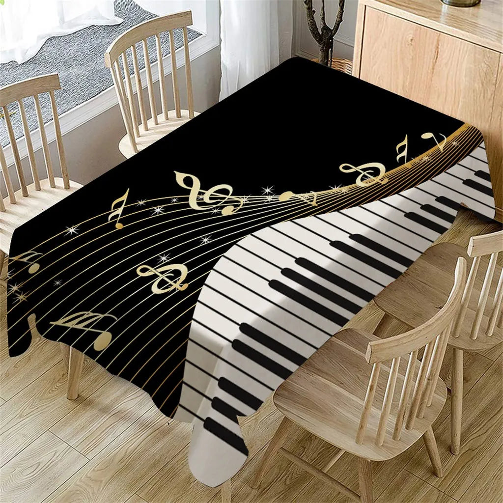 Piano Music Rectangular Tablecloth Dining Home Decoration Linen Anti-Stain Tablecloth