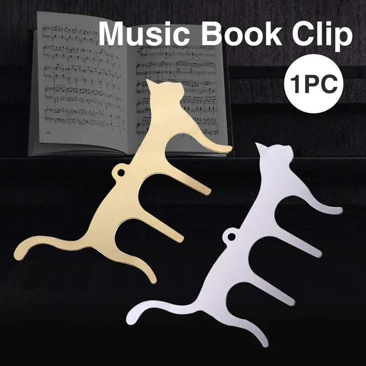 Metal Music Book Clips Sheet Music Holder Chips for Sheet Stands Cute Cat Shaped Metal Music Bookmark for Piano Book Keyboard