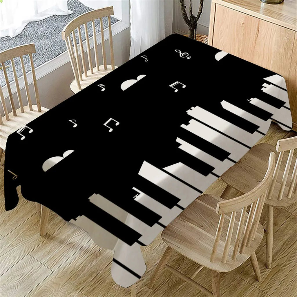 Piano Music Rectangular Tablecloth Dining Home Decoration Linen Anti-Stain Tablecloth