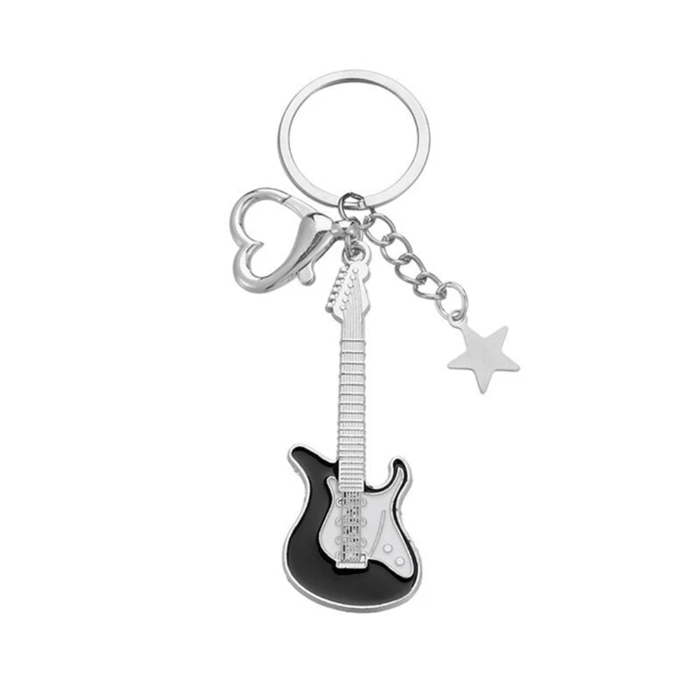 Creative Mini Musical Instruments Guitar Keychain Multi-Color Rhinestone Car Handbag Phone Case Pendent Gift