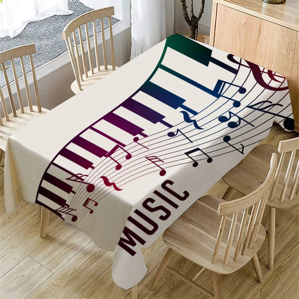 Piano Music Rectangular Tablecloth Dining Home Decoration Linen Anti-Stain Tablecloth